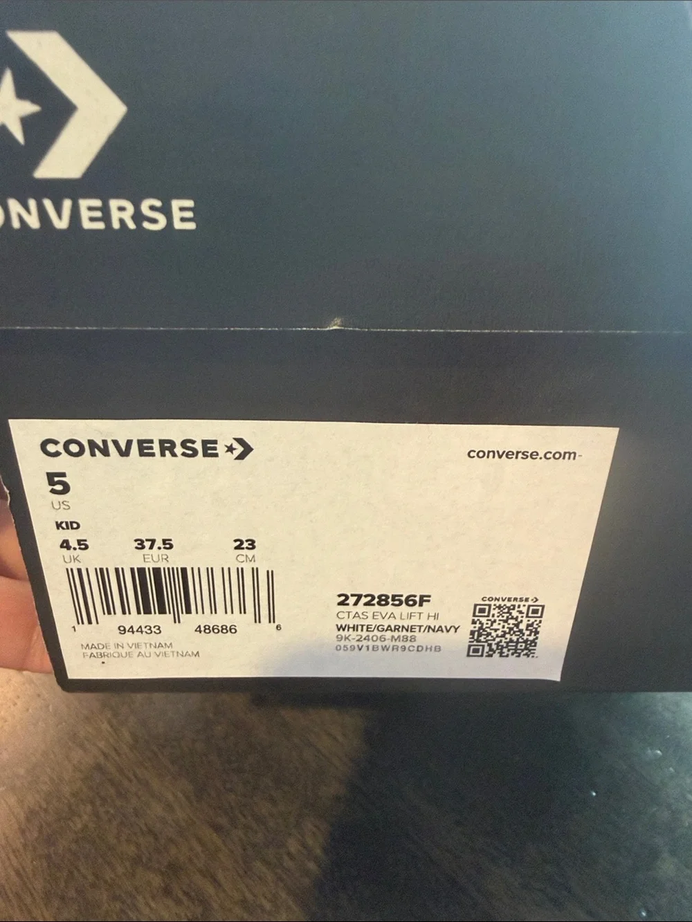 Converse Kids White High-Top Sneakers with Red Stripe
